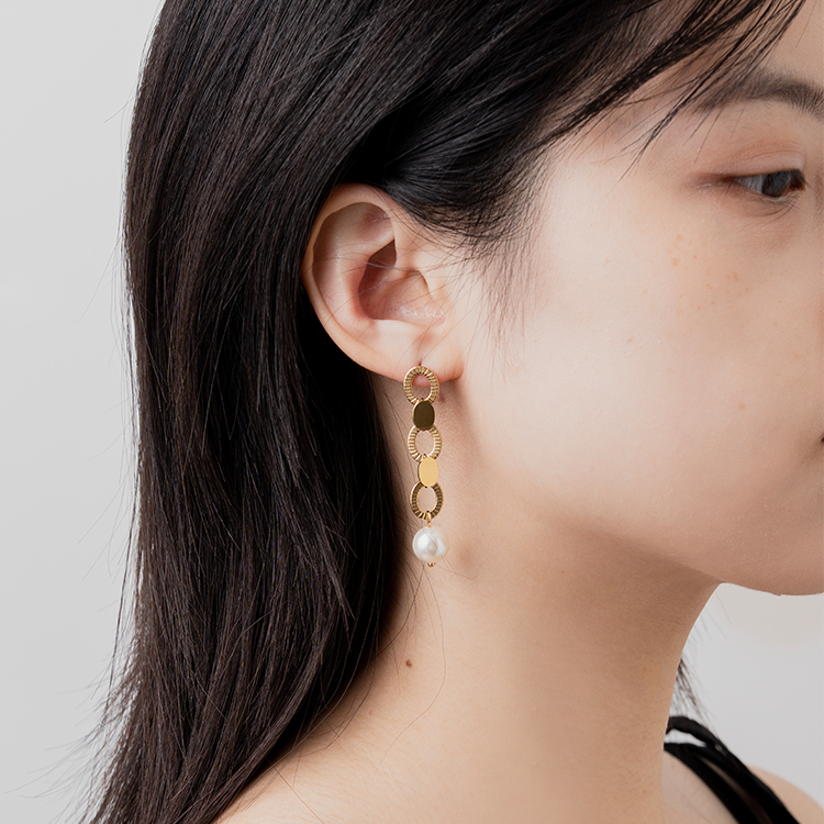 miramira珠光｜光環串鏈珍珠耳環-D2001金37164