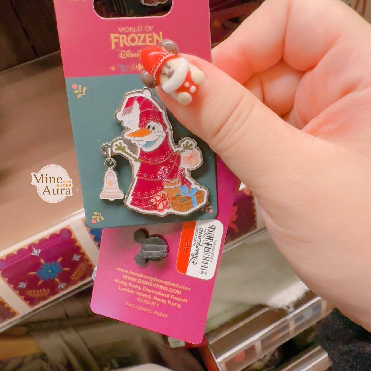 聖誕節系列 雪寶 Olaf 紅色聖誕樹裝 造型 徽章 PIN 冰雪奇緣 Frozen -香港迪士尼樂園