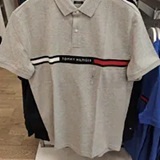 [S] TOMMY HILFIGER GREY HEATHER REGULAR FIT EMBROIDERED STRIPE POLO, XM04382-020 (STH1473)