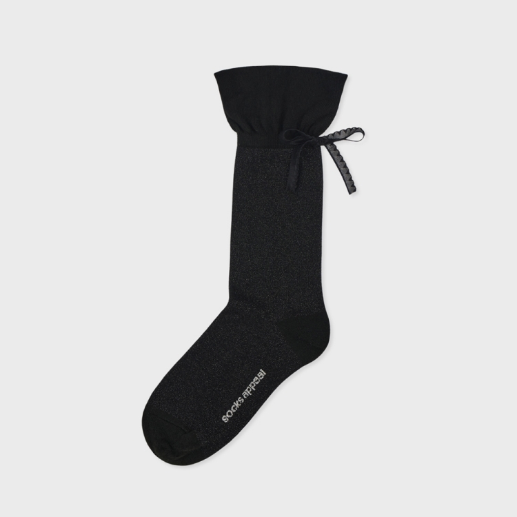 韓國 socks appeal® RIBBON GIRL立體蕾絲蝴蝶結 黑