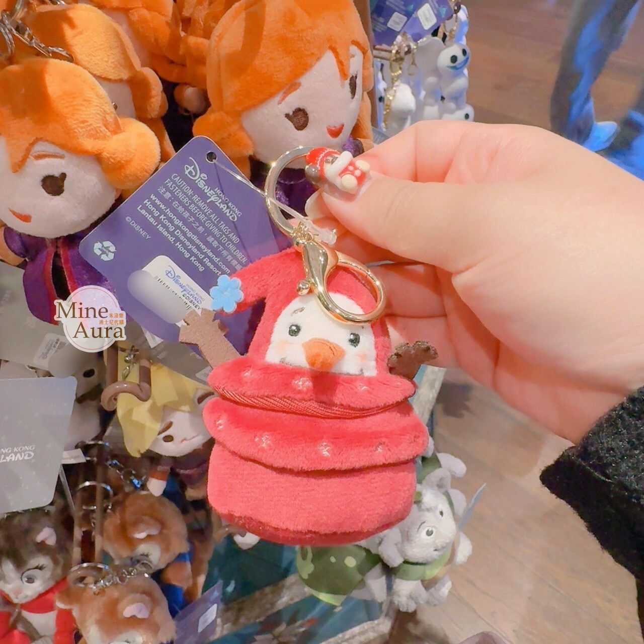 聖誕節系列 雪寶 Olaf 紅色聖誕樹裝 絨毛 鑰匙圈 吊飾 冰雪奇緣 Frozen -香港迪士尼樂園