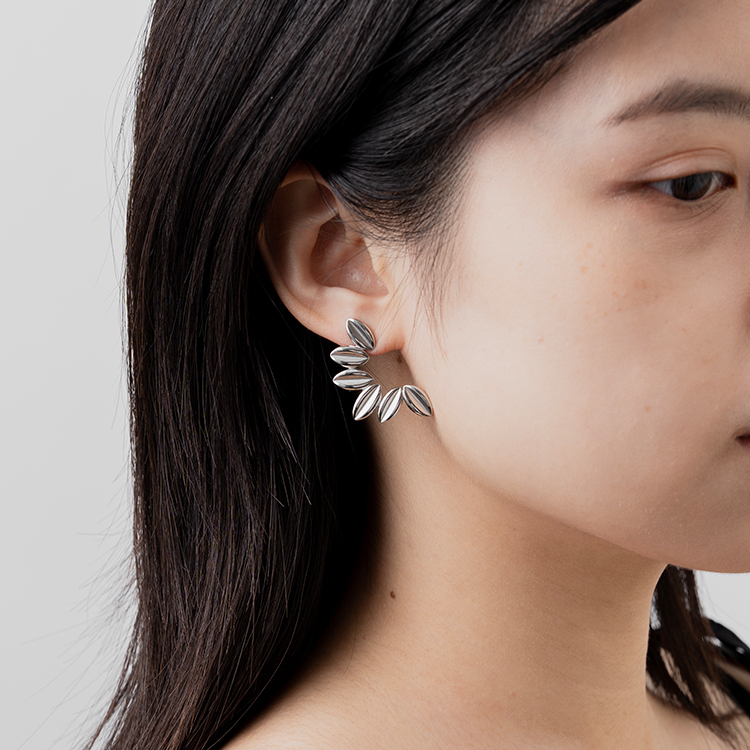 miramira自然｜螺旋光影葉片耳環D7002-銀84865