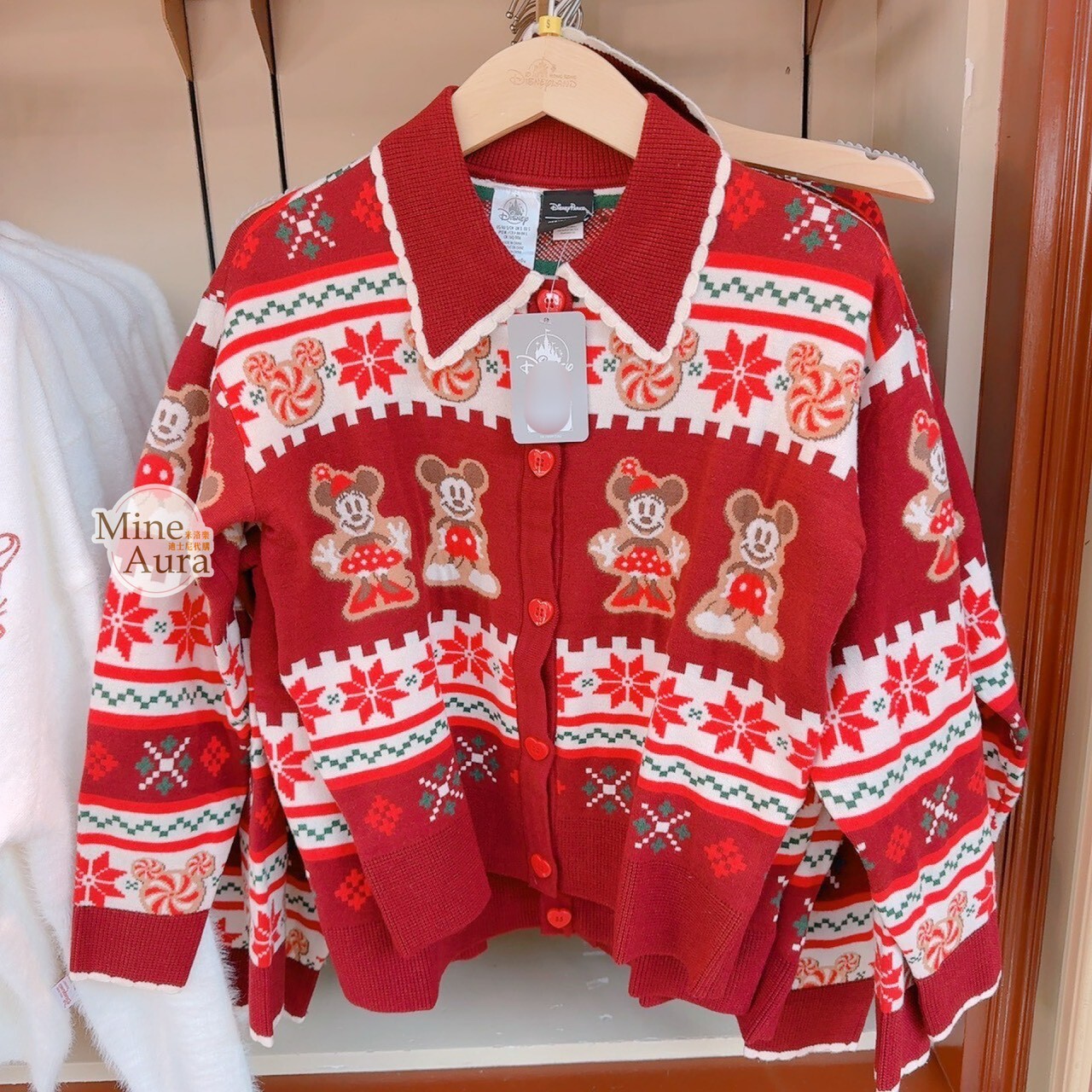 聖誕節系列 米奇 Mickey 米妮 Minnie 圖案 圖騰 針織 毛衣 有領 外套 -香港迪士尼樂園