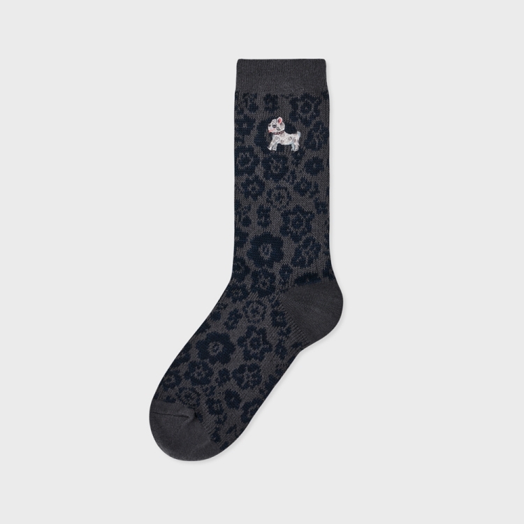 韓國 socks appeal® x Nathalie Lete 花卉提花刺繡中筒襪 domino