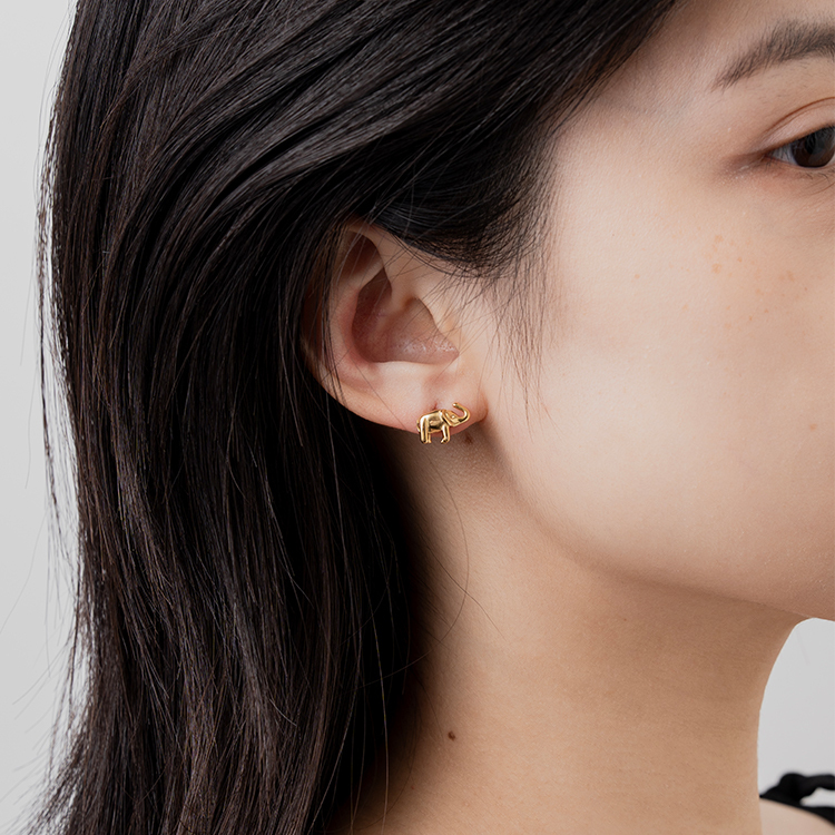 miramira自然｜幸運大象貼耳耳環D6052-金58880