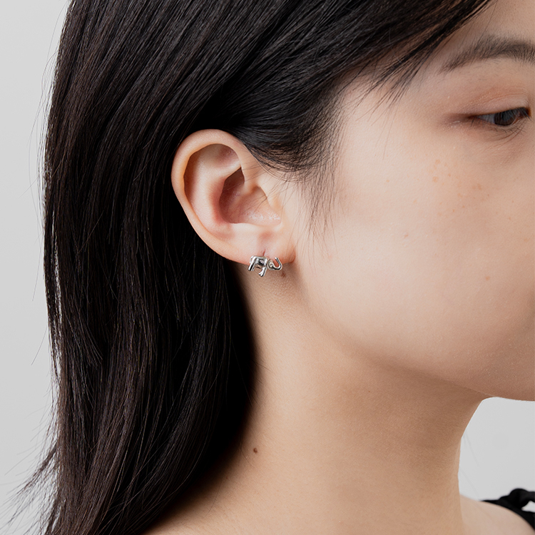 miramira自然｜幸運大象貼耳耳環D6052-銀58897