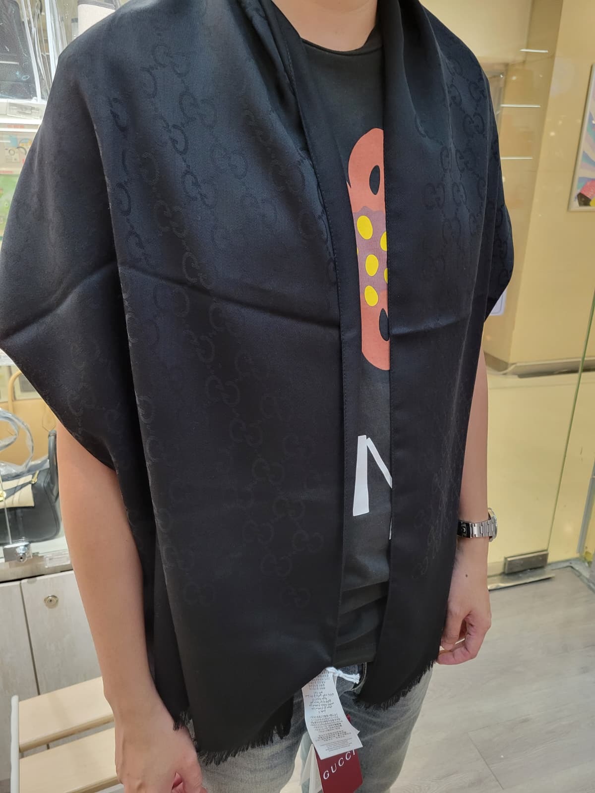 GUCCI SCARF 165904 black/BLACK  45X180 007