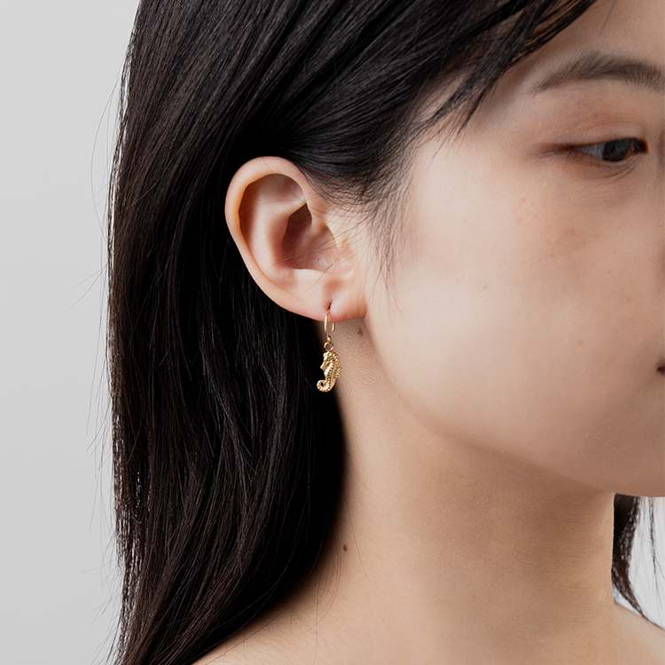 miramira自然｜深海海馬墜耳環D5603-金79581