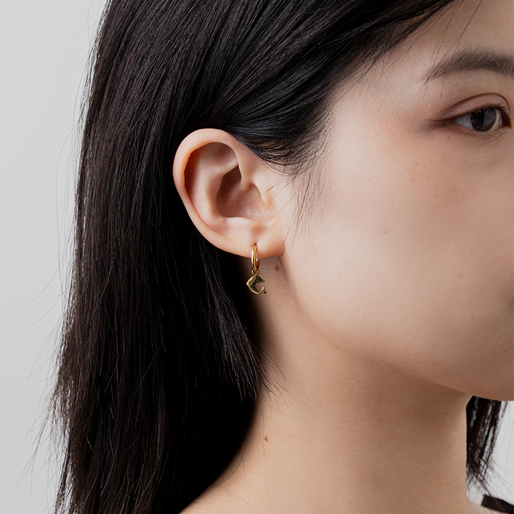 miramira自然｜海洋戀曲海豚耳環D5557-金76566