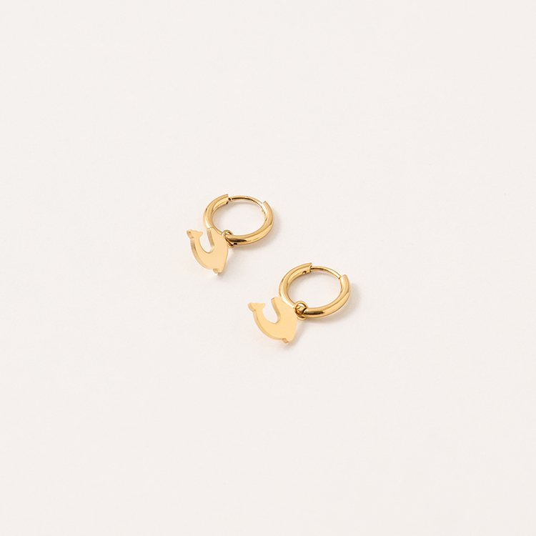 miramira自然｜海洋戀曲海豚耳環D5557-金76566