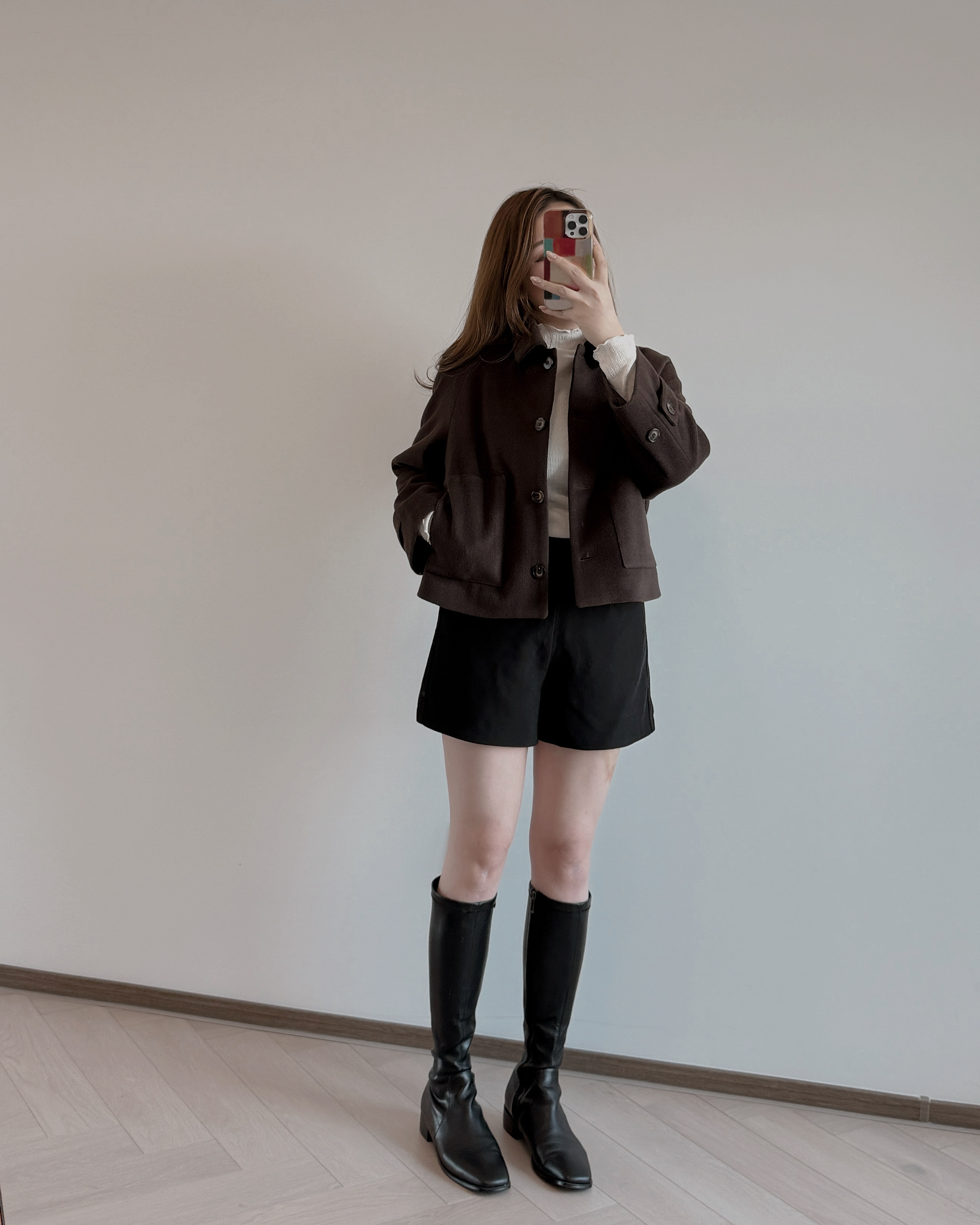 現貨 7329 簡約風 山羊絨Cashmere翻領短款外套 兩色入