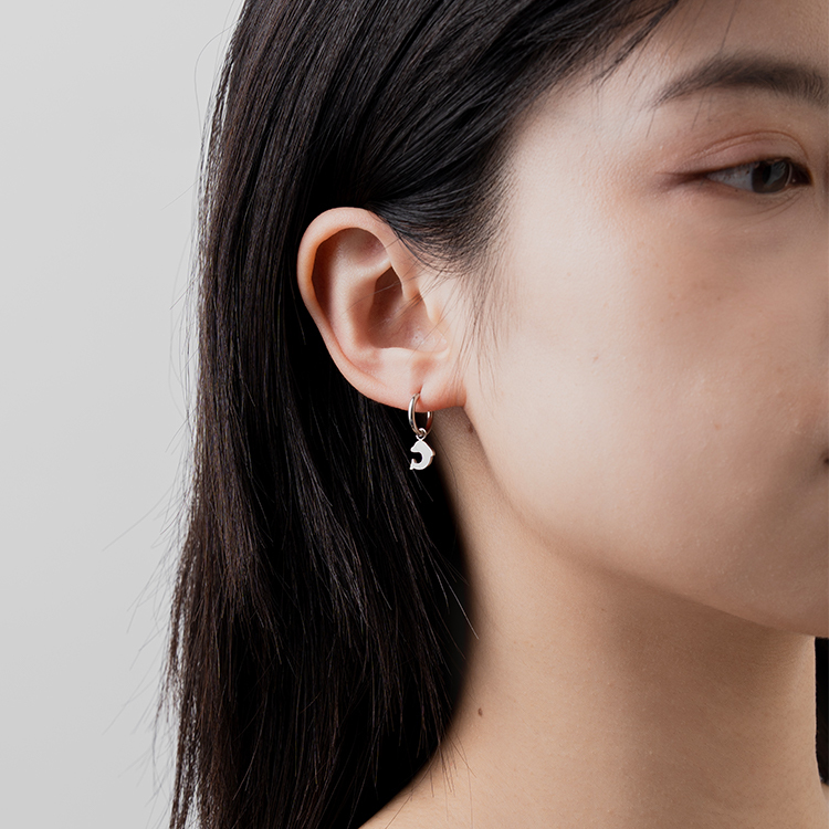 miramira自然｜海洋戀曲海豚耳環D5557-銀76573