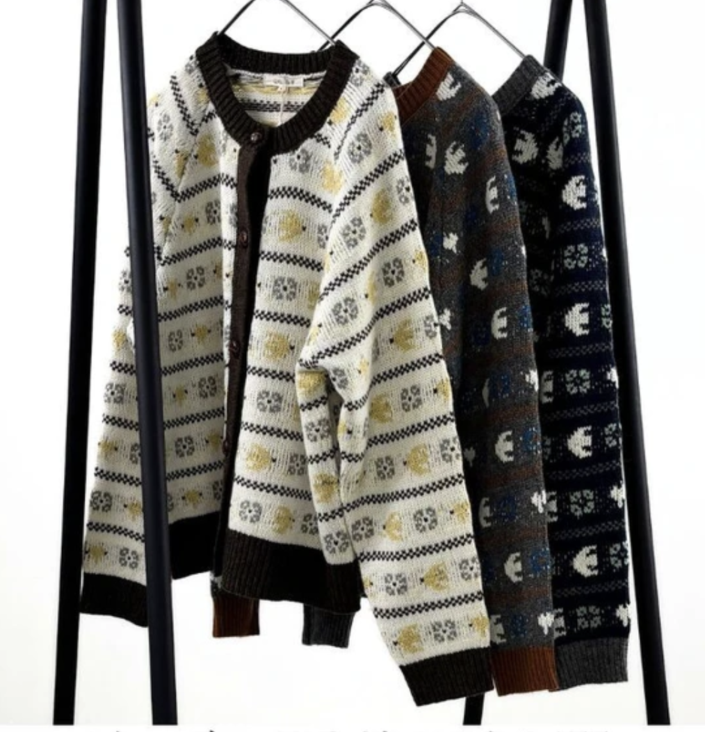 ｛預訂款｝｛童話國物語｝銀杏與野鳥圖案的提花針織開衫（3色入）【日本直送】