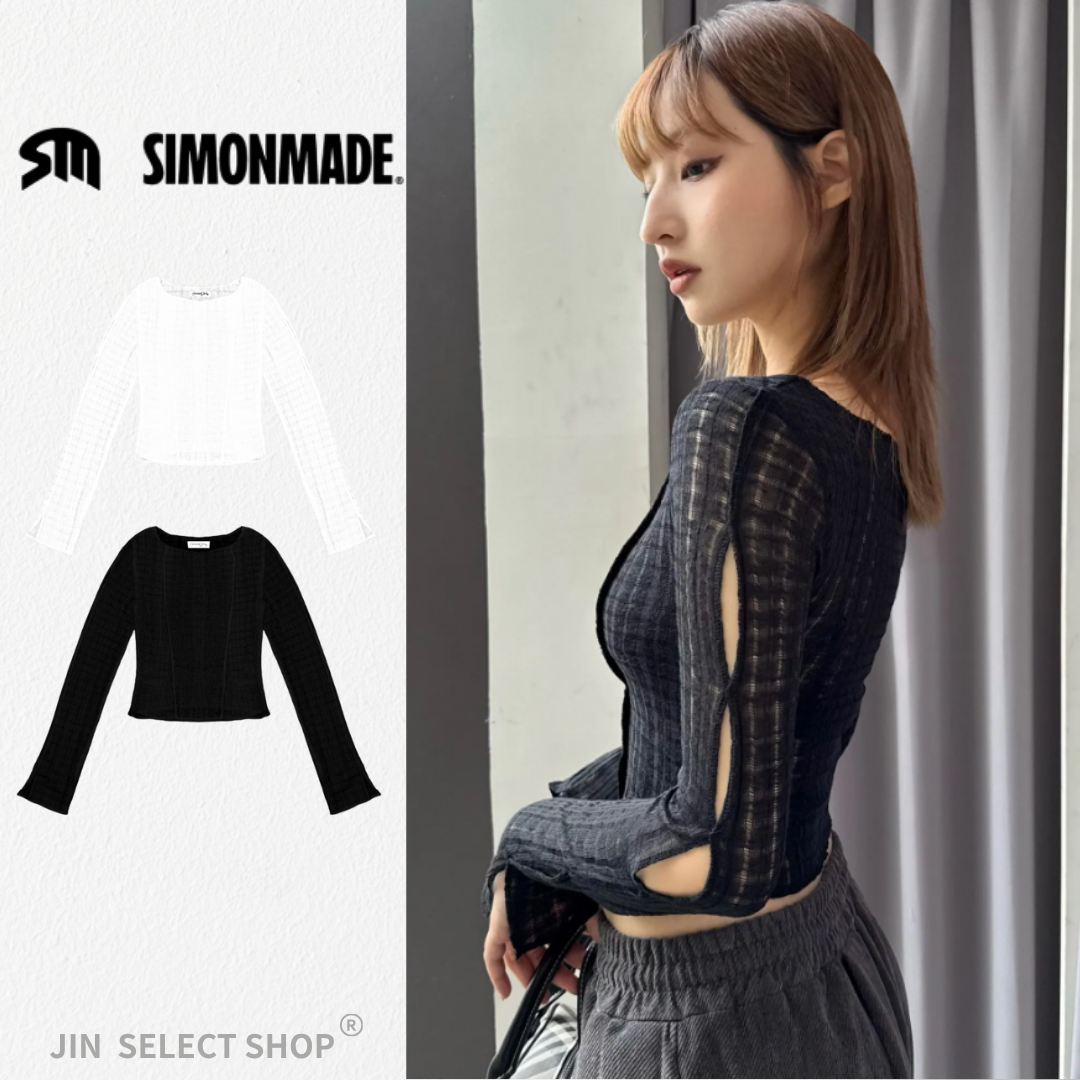 SIMON MADE GC-2514 鬆餅格 甜辣 輕盈 薄長袖 透視感 長T
