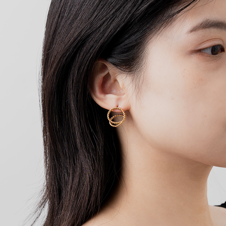 miramira扣圈｜雙環交疊線形耳環D2100-金45541