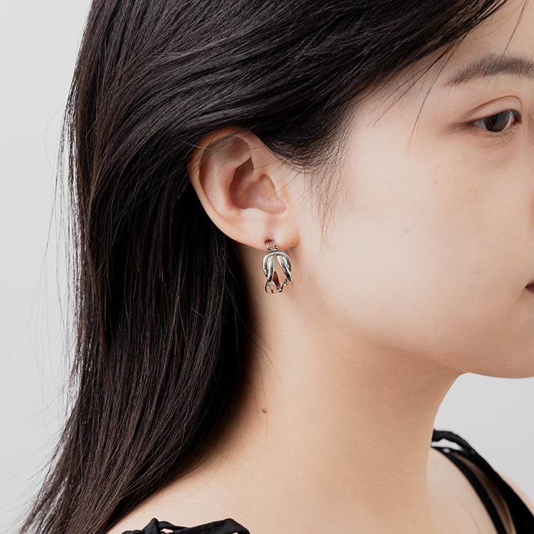 miramira扣圈｜圓型雙圈曲面耳環D2200-銀48108