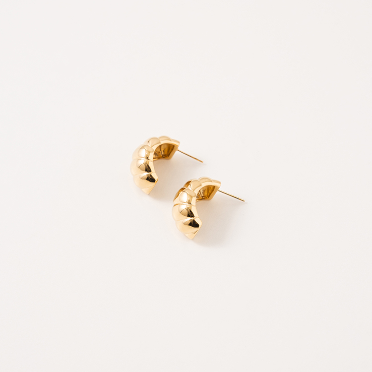 miramira扣圈｜圓形單圈雕紋耳環D0730-金73691