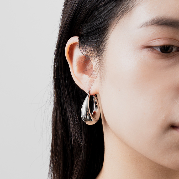 miramira扣圈｜圓形單圈素面粗耳環D2361-銀97017