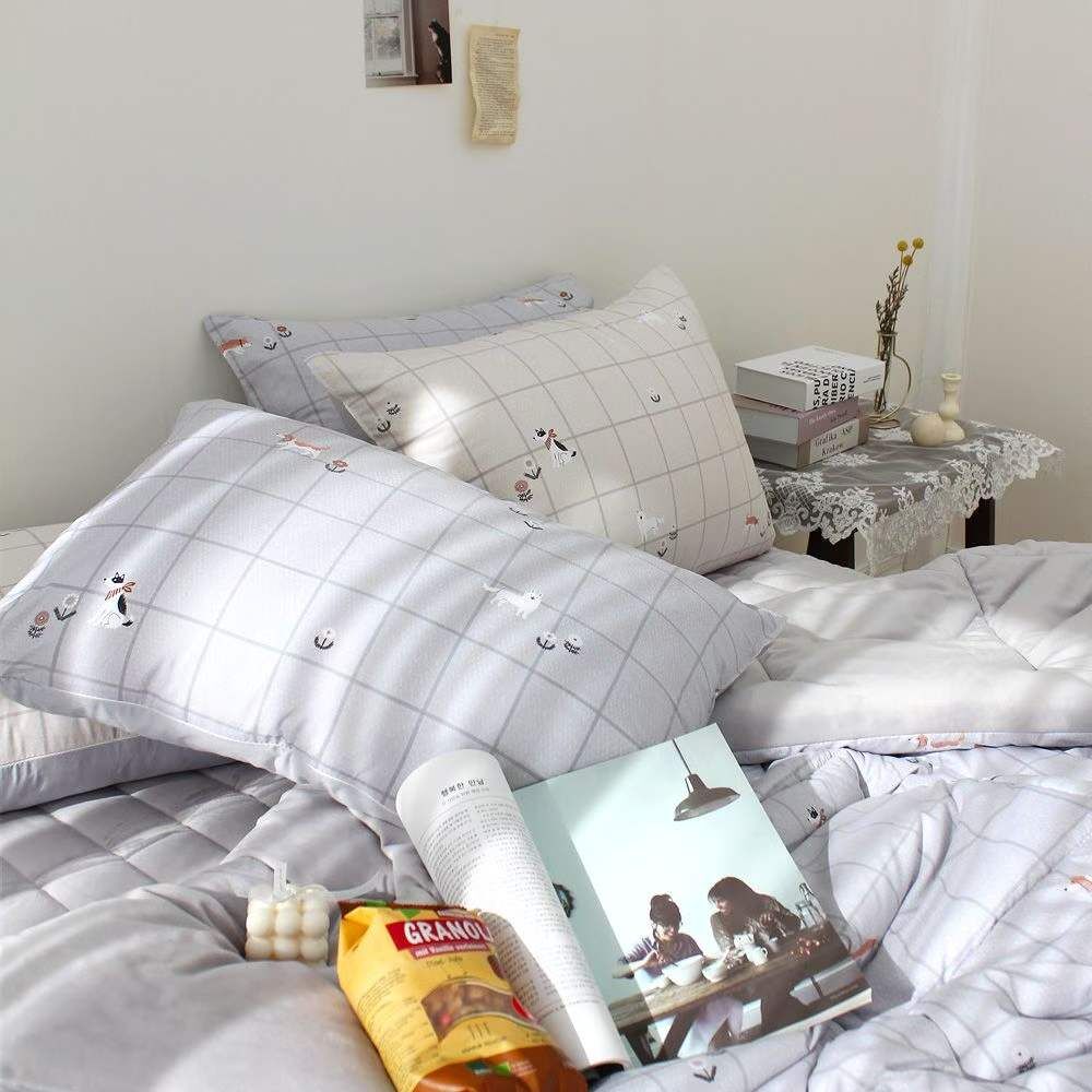 KQ5214 格紋狗狗總動員雙面(冬被系列)