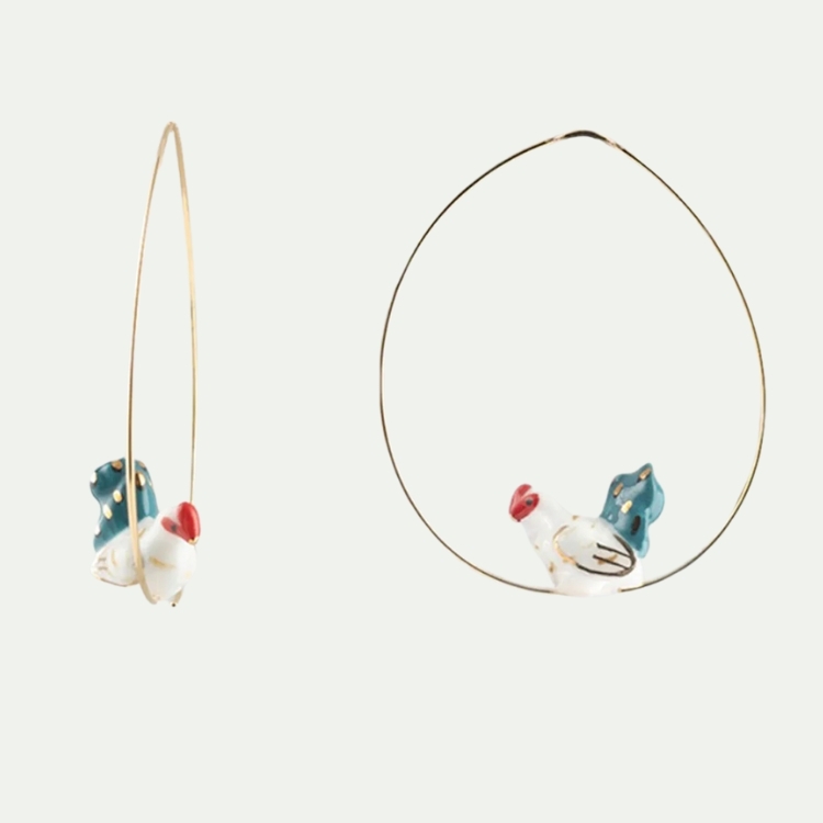 豐收時刻母雞小圈型耳環