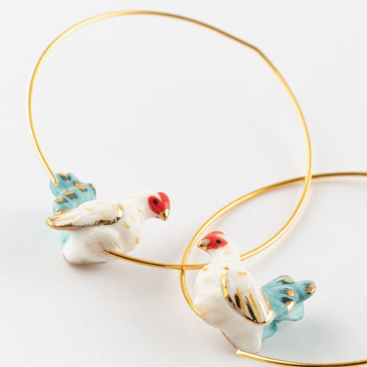 豐收時刻母雞小圈型耳環