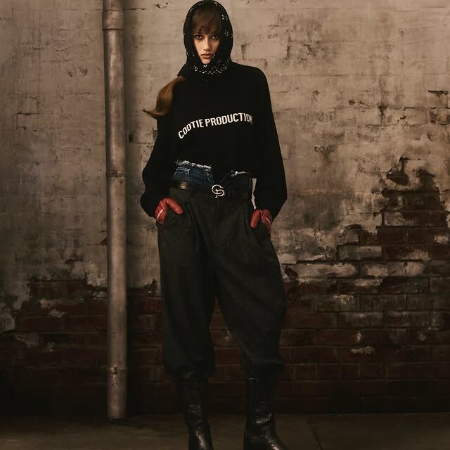 COOTIE PRODUCTIONS - Intarsia Crew Sweater / BLACK