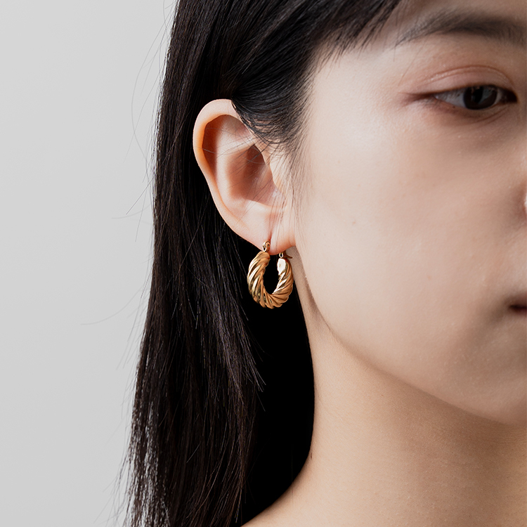 miramira扣圈｜螺旋麻花圈耳環D1485-金44930