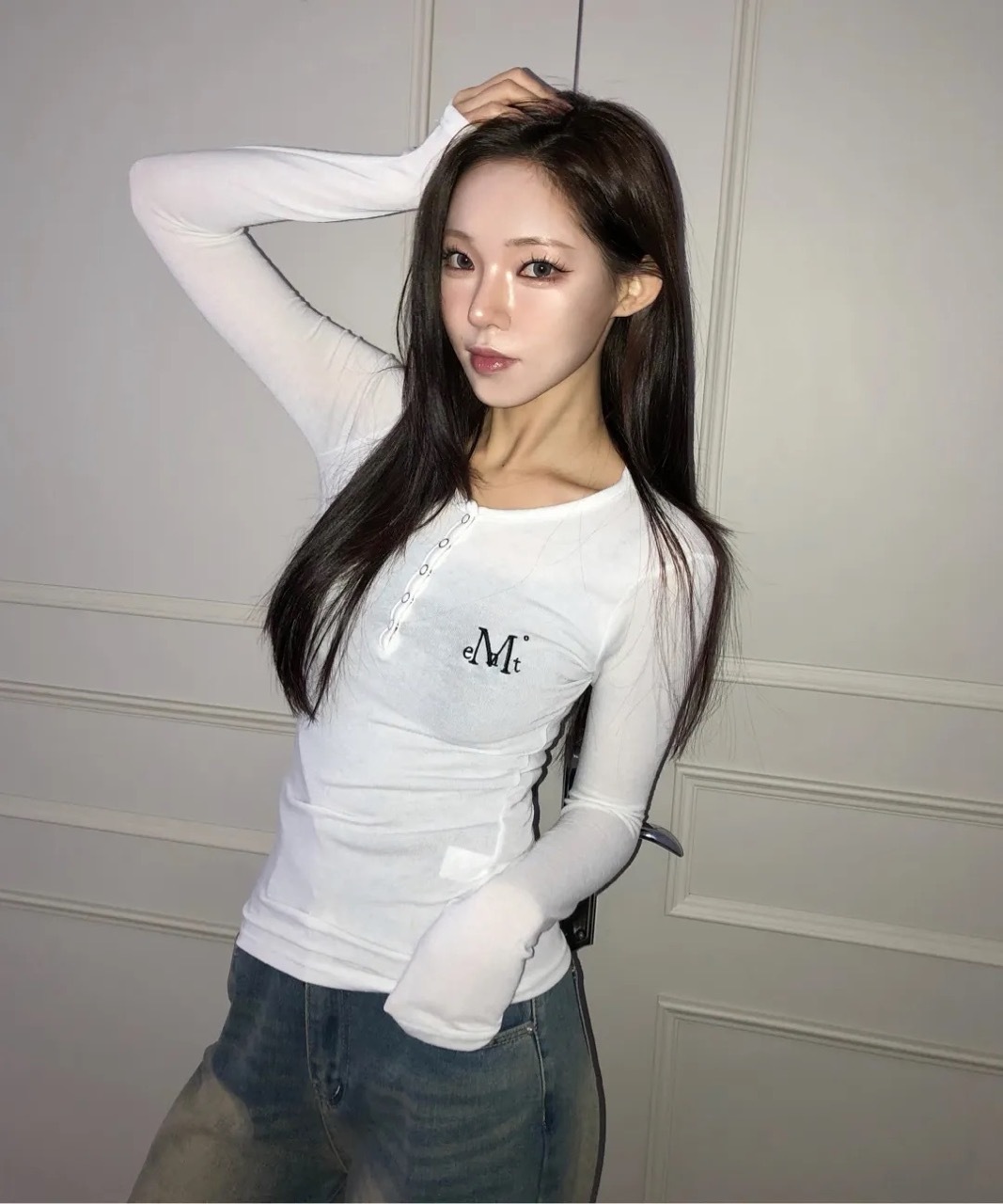 韓國限定🇰🇷 MUCENT NELLO SNAP BUTTON LONG SLEEVE T 修身薄長袖 排扣 / 預購