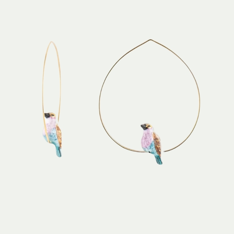 粉藍鳥小圈型耳環