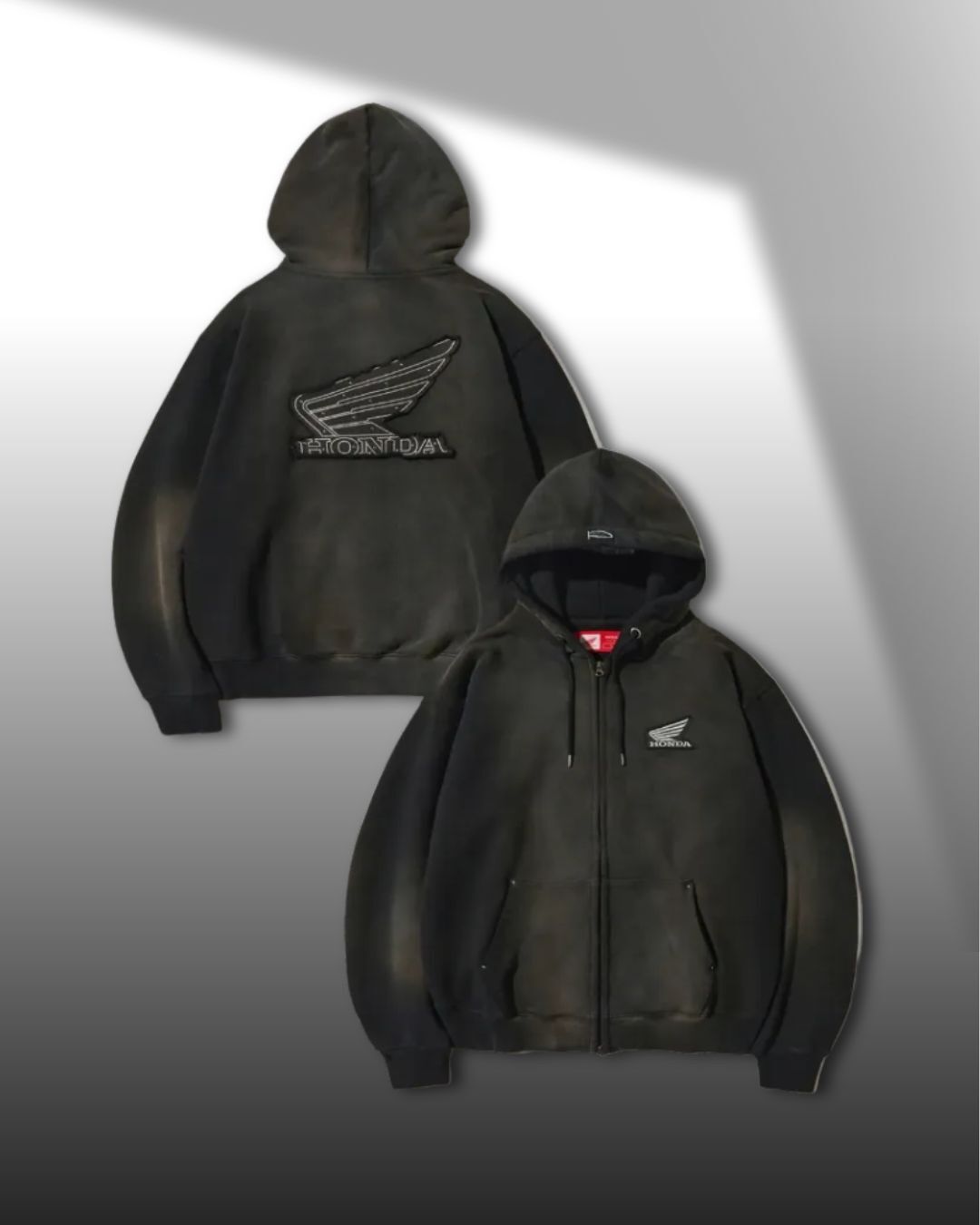 HONDA 做舊鉚釘背後大LOGO連帽外套 兩色
