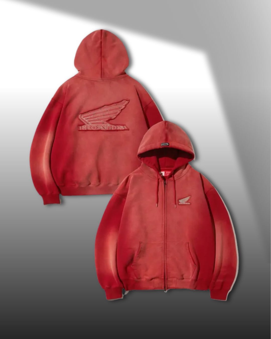 HONDA 做舊鉚釘背後大LOGO連帽外套 兩色
