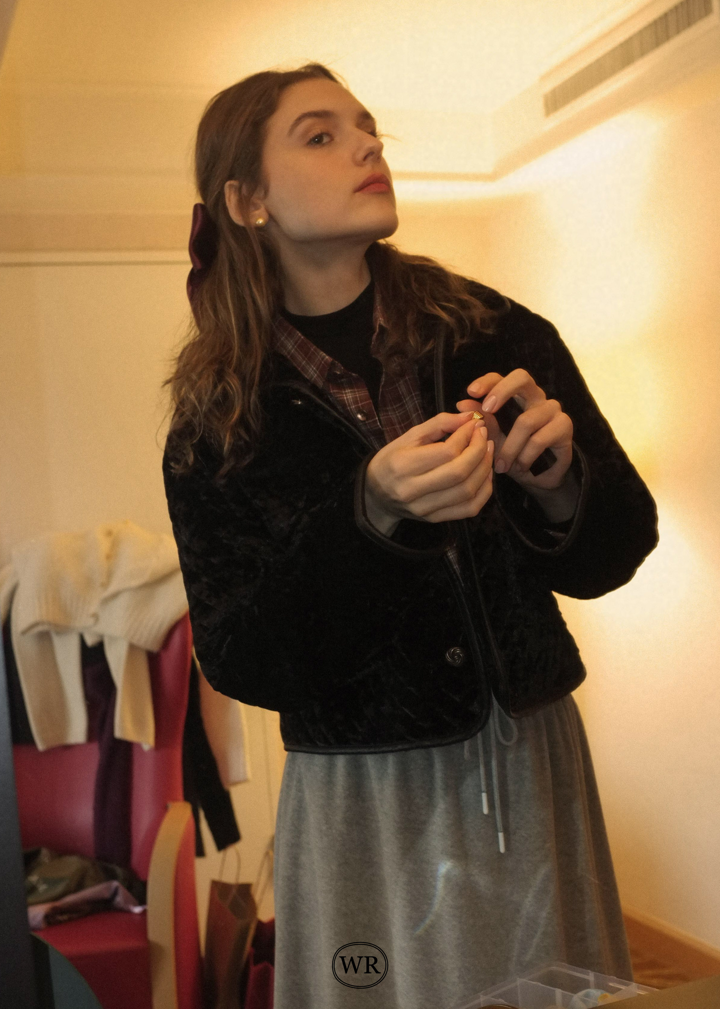 Velvet Bow Clip - Wine