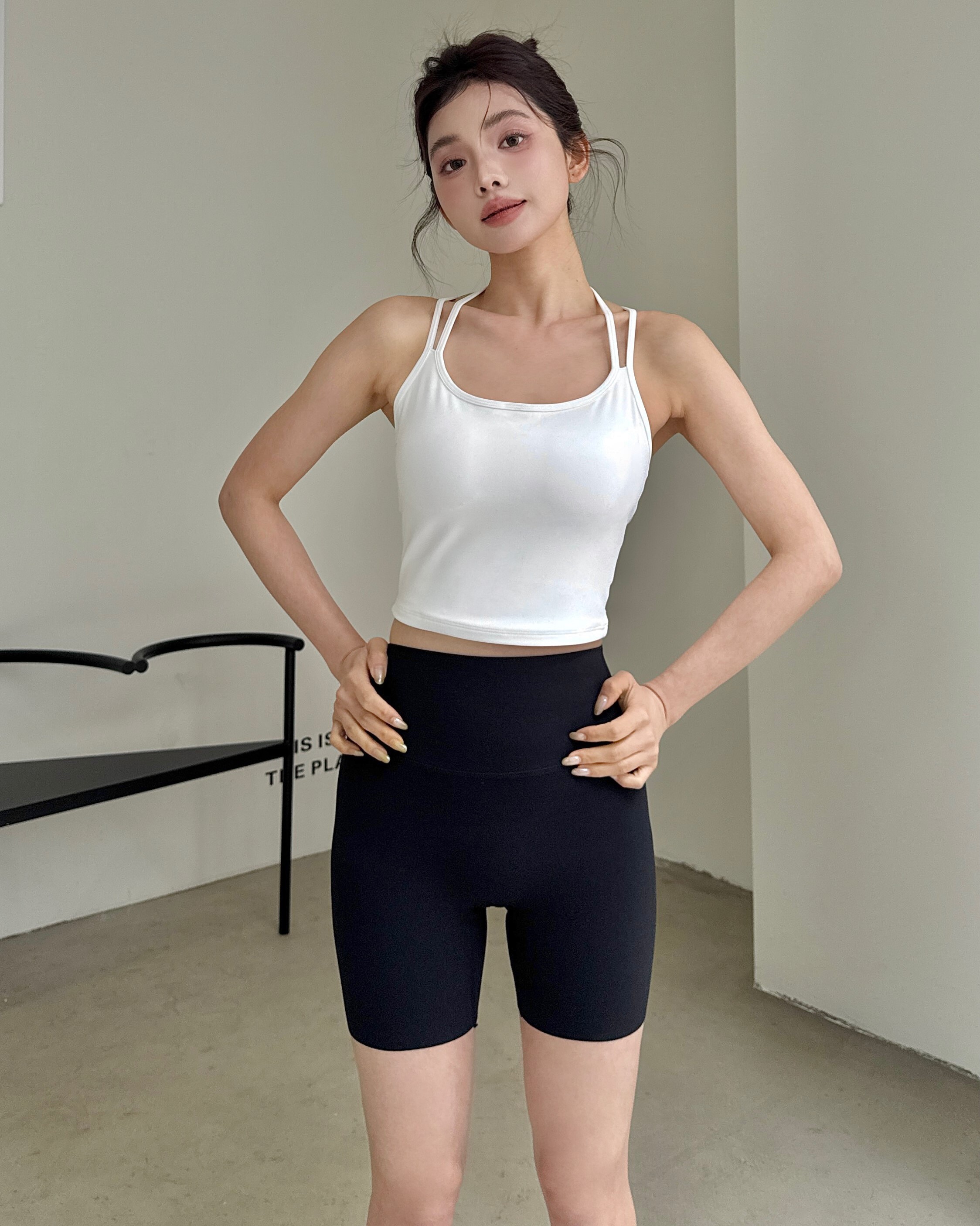 CROSS雙肩帶繞脖美背背心-白