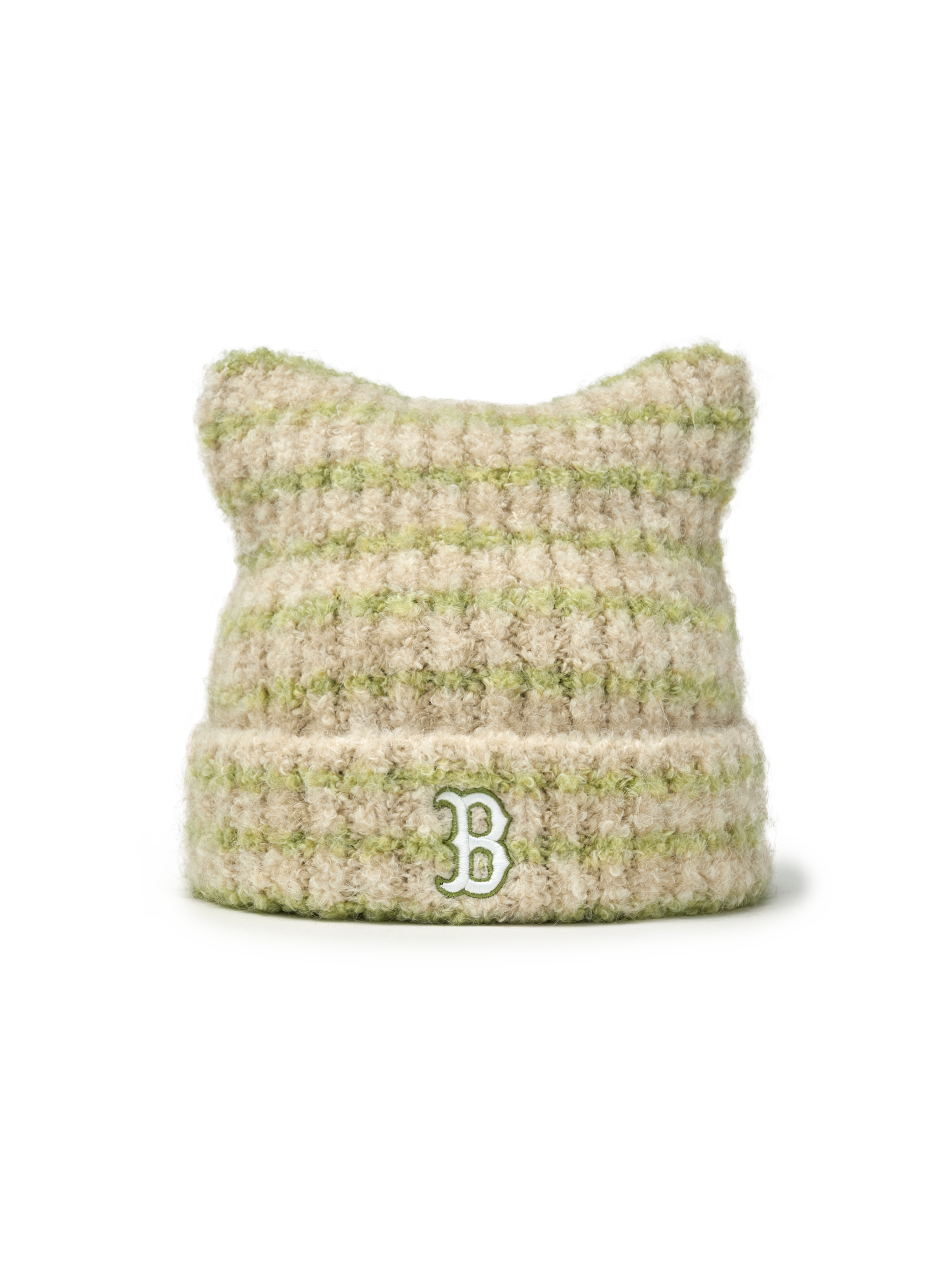 [TWS & KARINA PICK] MLB Stripe Plush Mellow Beanie 3ABNB1656-43OLS - OLIVE