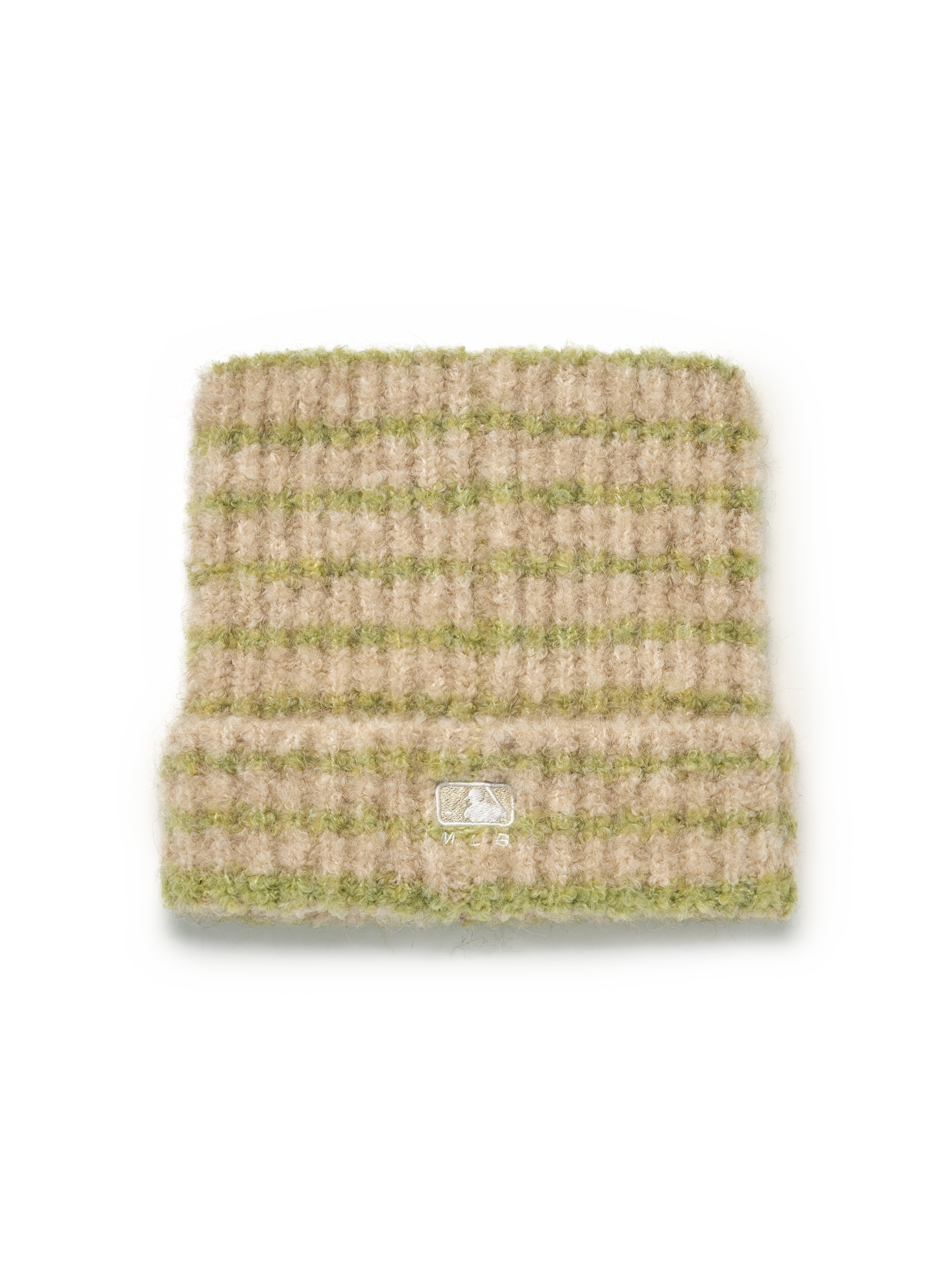 [TWS & KARINA PICK] MLB Stripe Plush Mellow Beanie 3ABNB1656-43OLS - OLIVE