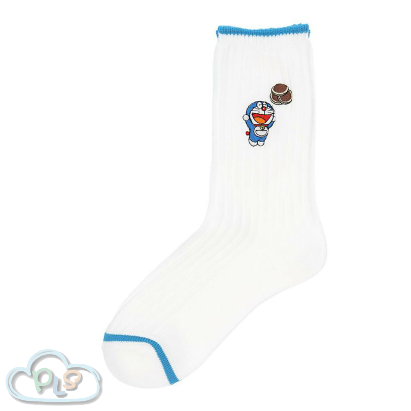 現貨 刺繡襪子 (23-25cm) 多啦A夢 未來百貨 白色 #40130-1