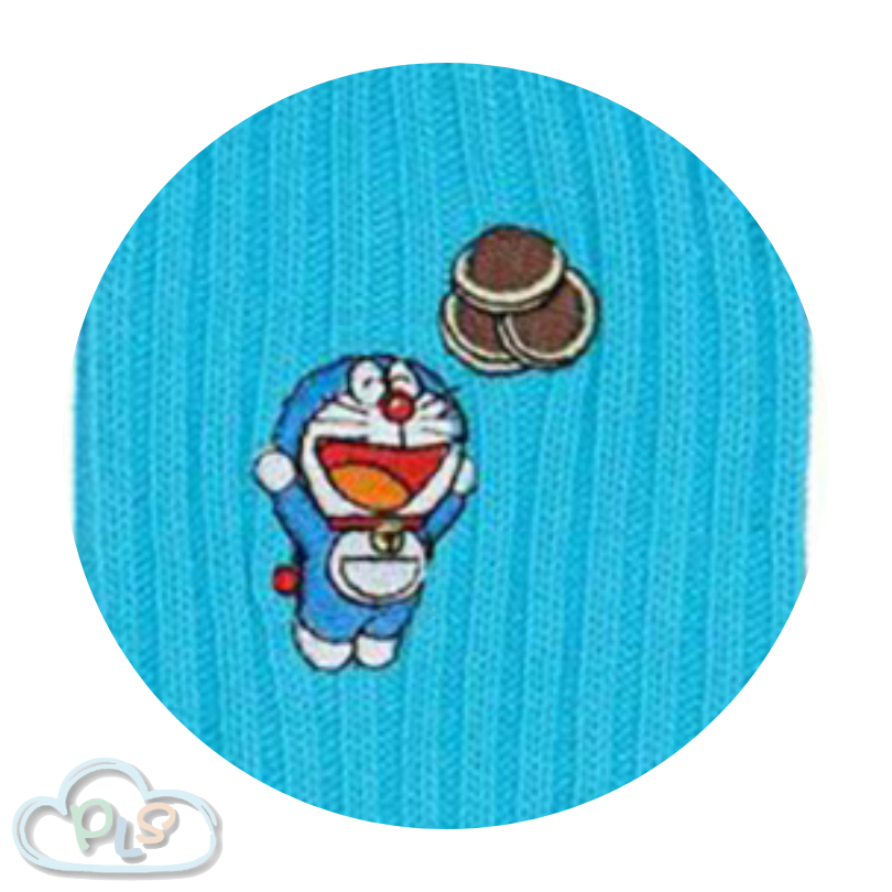 現貨 刺繡襪子 (23-25cm) 多啦A夢 未來百貨 湖藍色 #40132-1