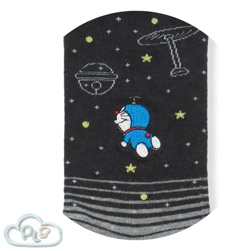 現貨 休閒襪子 (25-27cm) 多啦A夢 未來百貨 黑/灰色 #40134-1