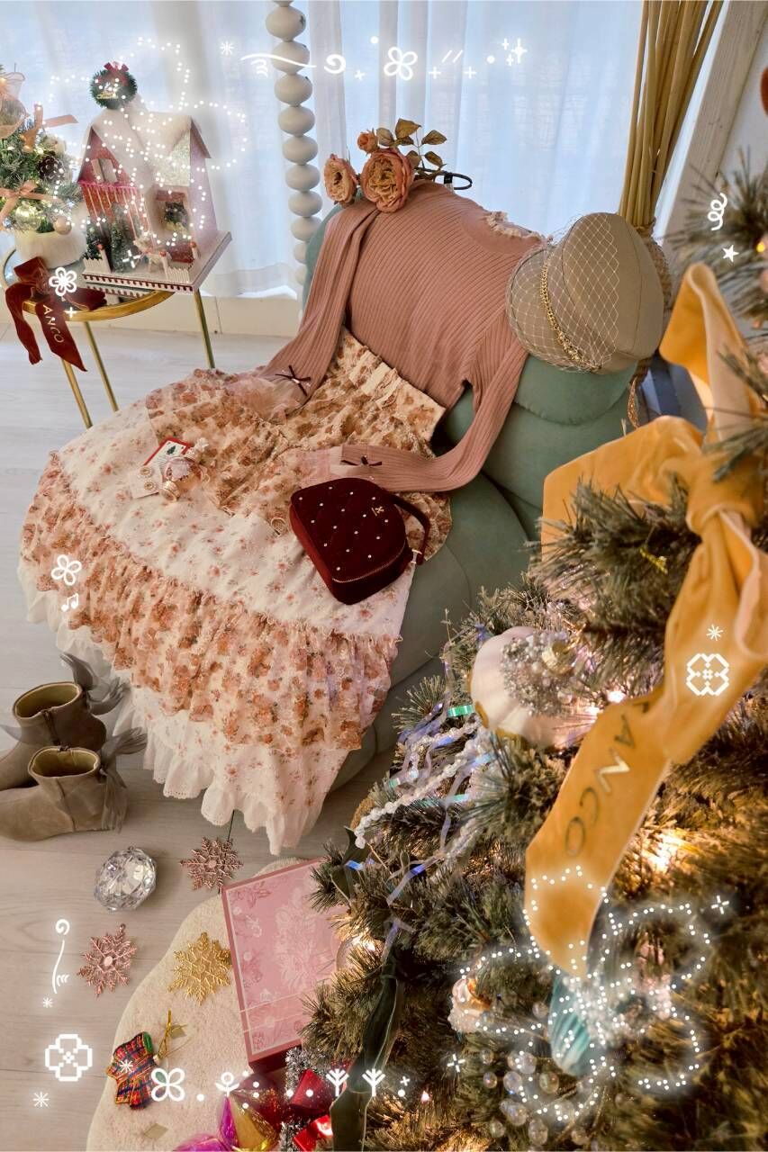 🎄日貨✨️超美軟料緹花蕾絲裙