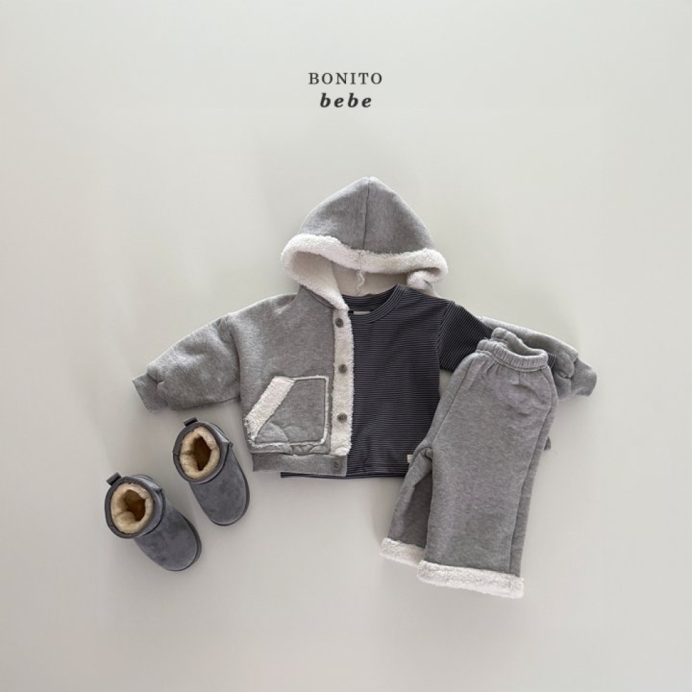 Bonito 羊羔拼接貝貝連帽開衫外套 / 2色