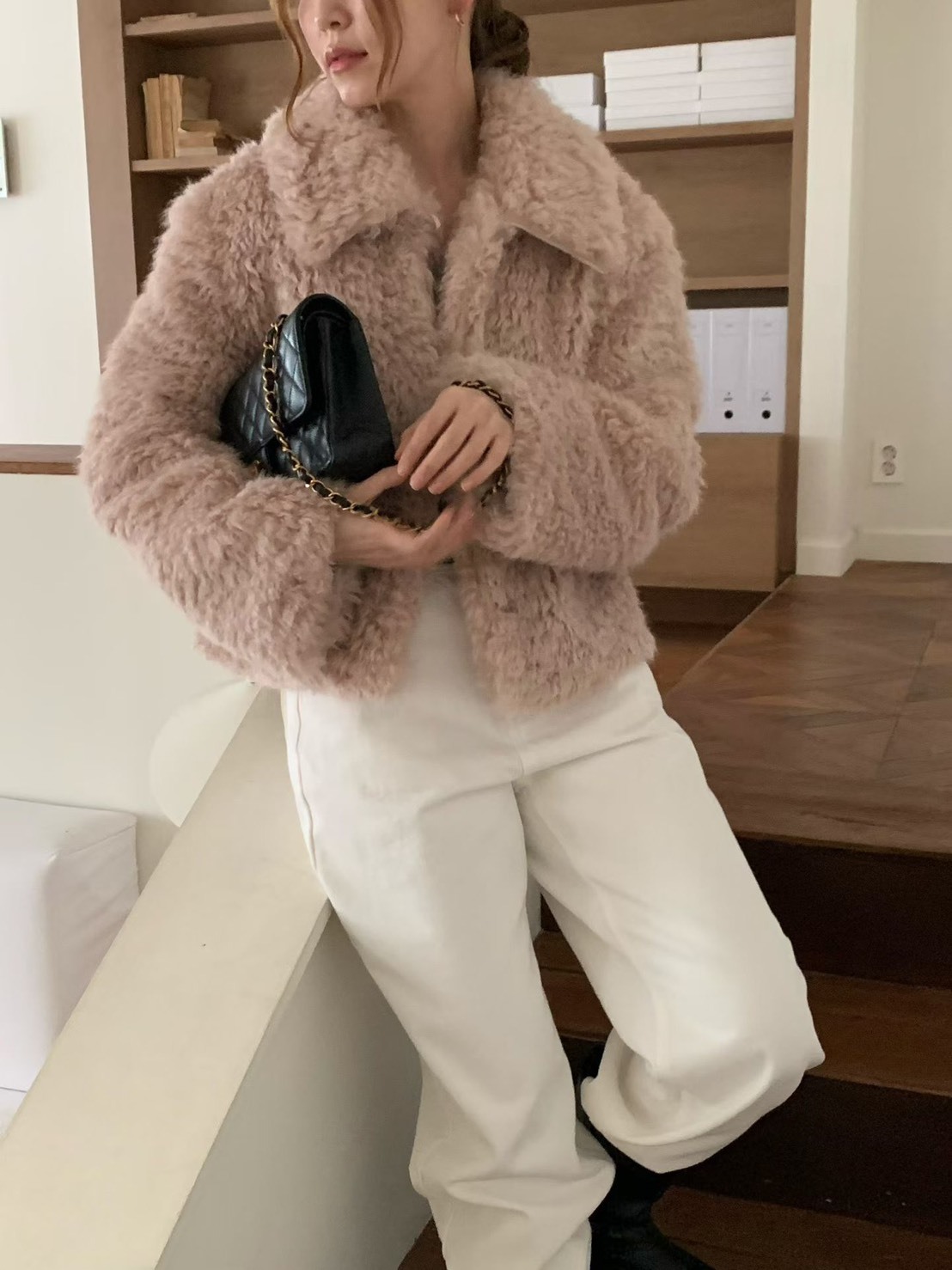 羊毛有領毛毛外套