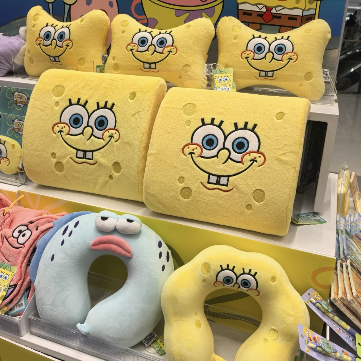 <正版授權>海綿寶寶 午休系列 辦公小物 U型枕 頸枕 頭枕 眼罩 腰靠 敲背棒