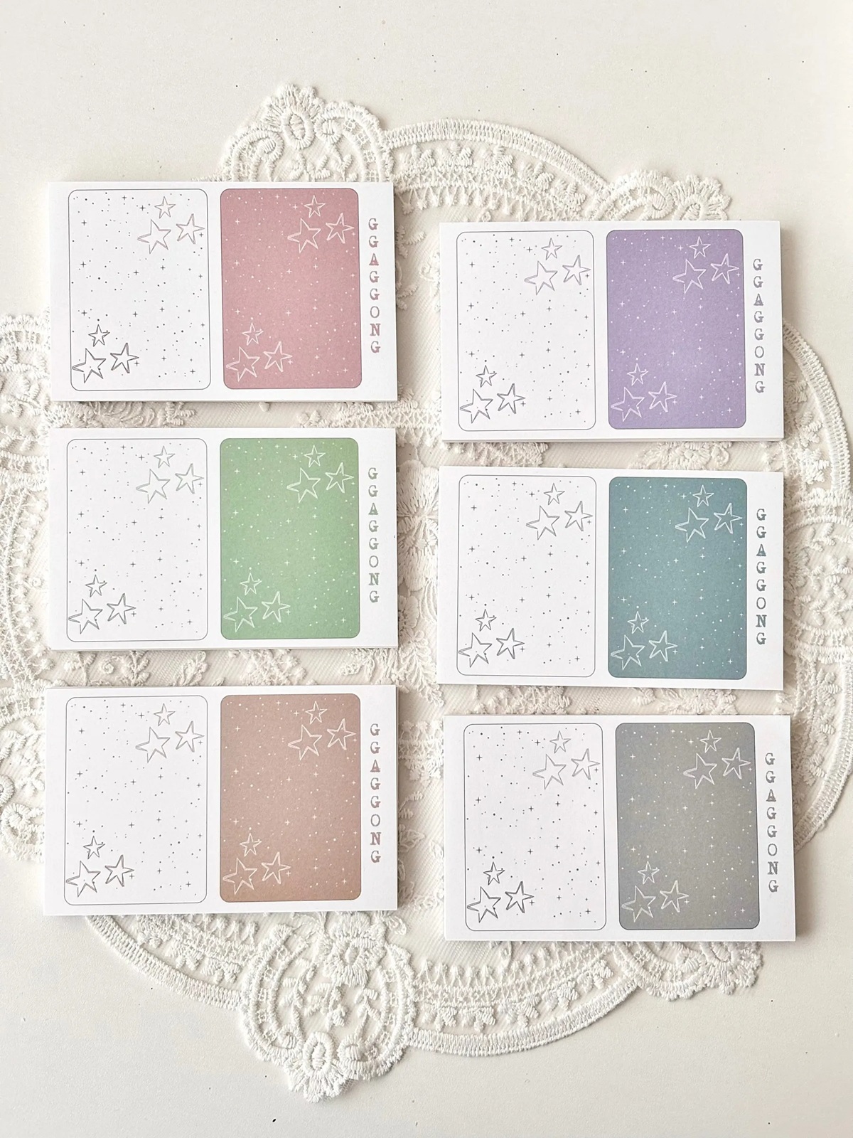 韓國 ggaggong． 星星 便箋本套組 粉彩色/特殊色