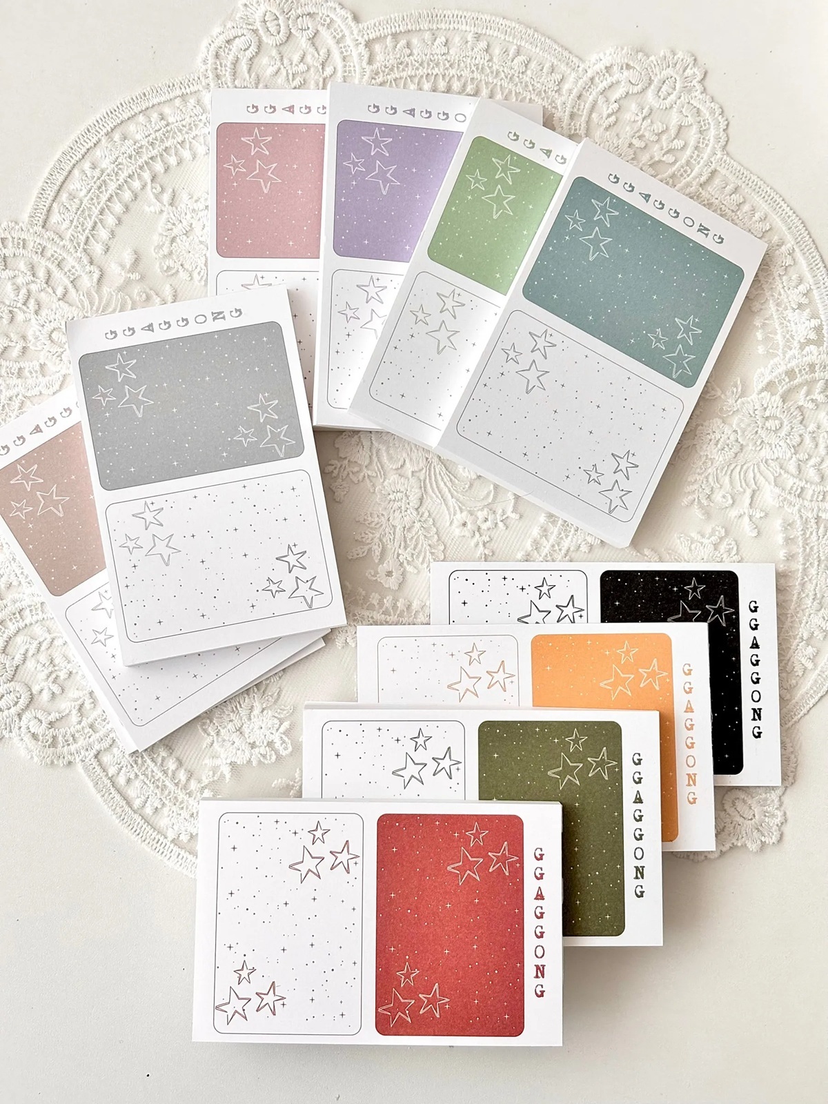 韓國 ggaggong． 星星 便箋本套組 粉彩色/特殊色