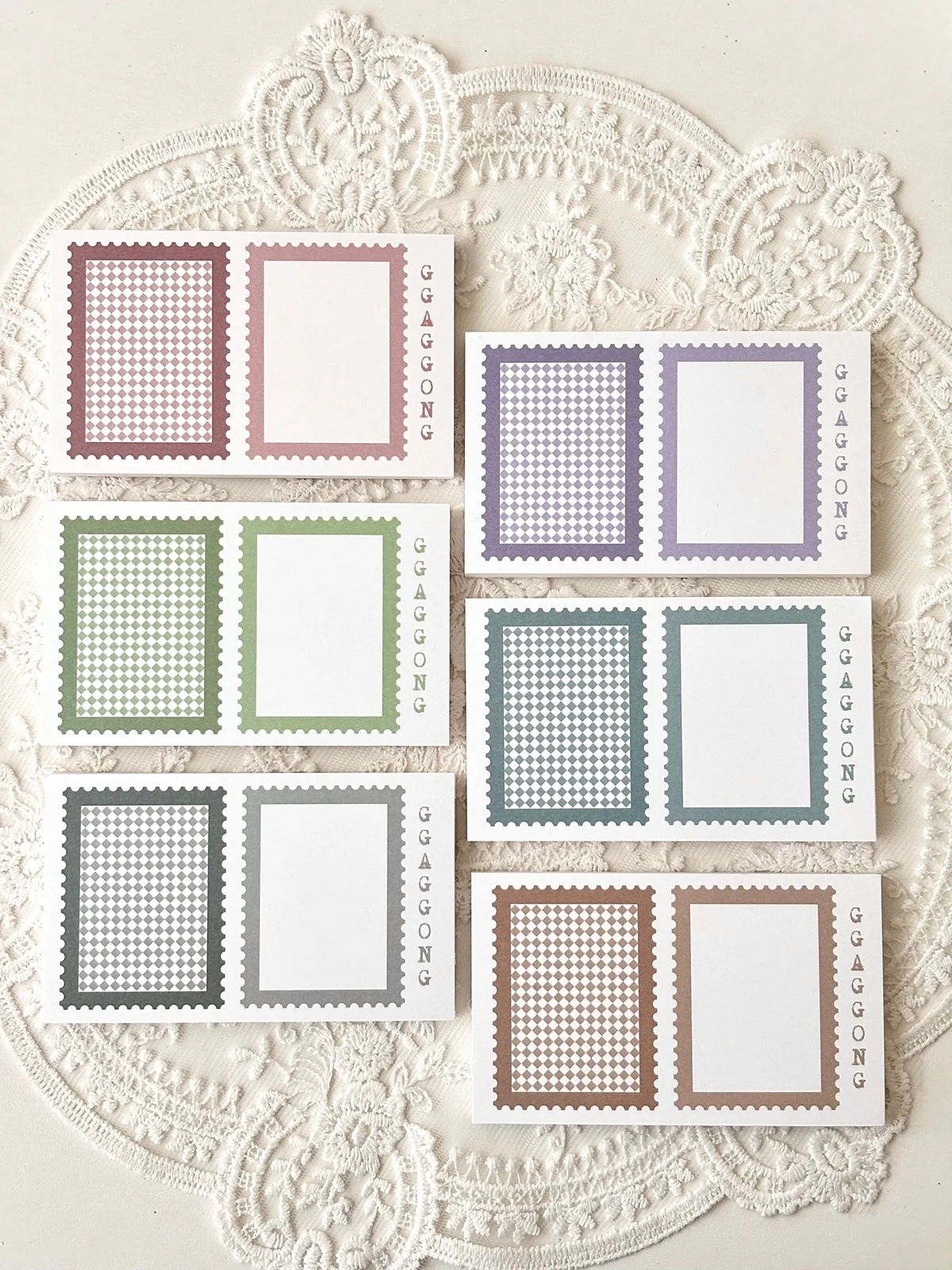 韓國 ggaggong．郵票框 便箋本套組 粉彩色/特殊色