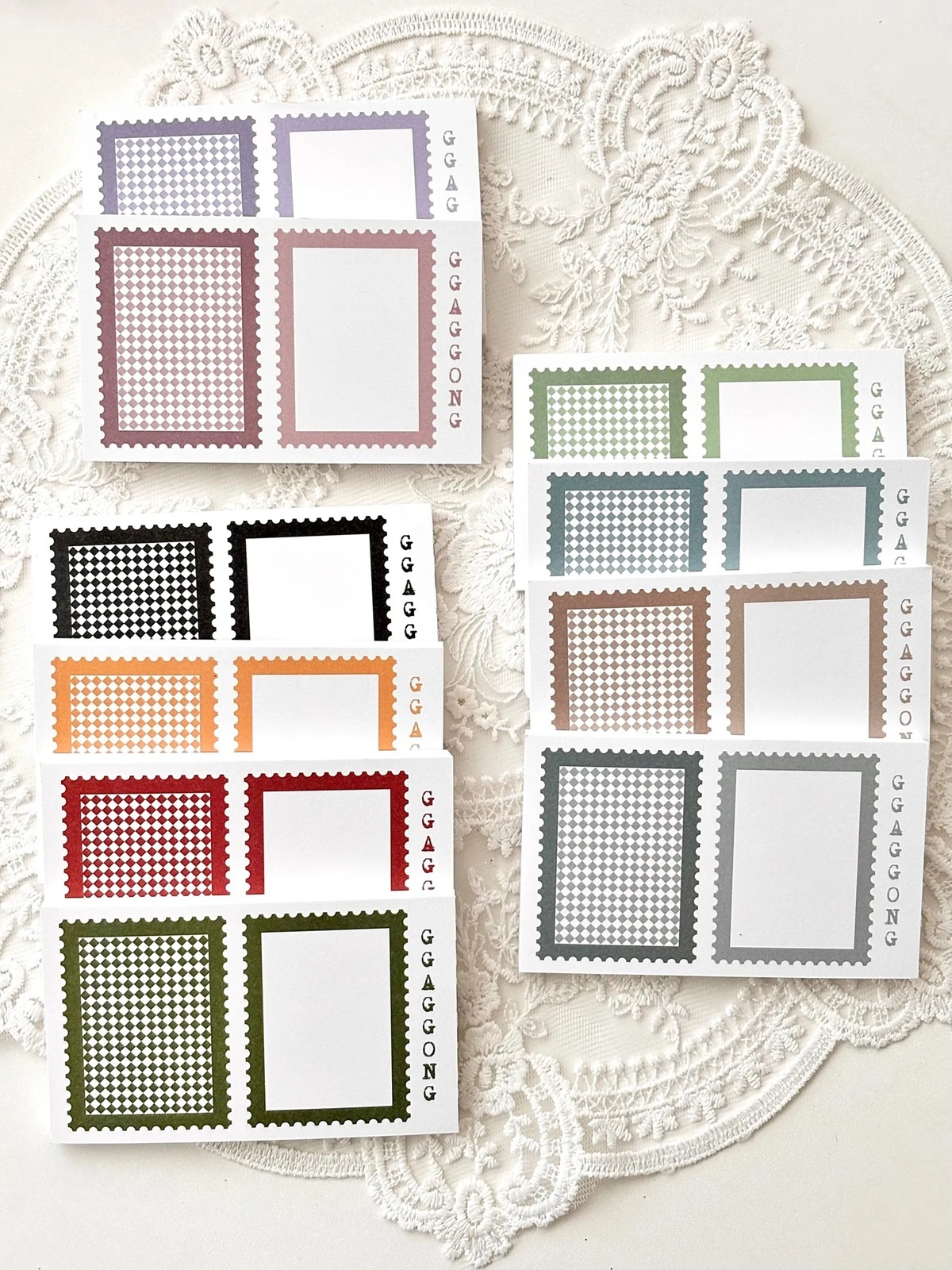 韓國 ggaggong．郵票框 便箋本套組 粉彩色/特殊色