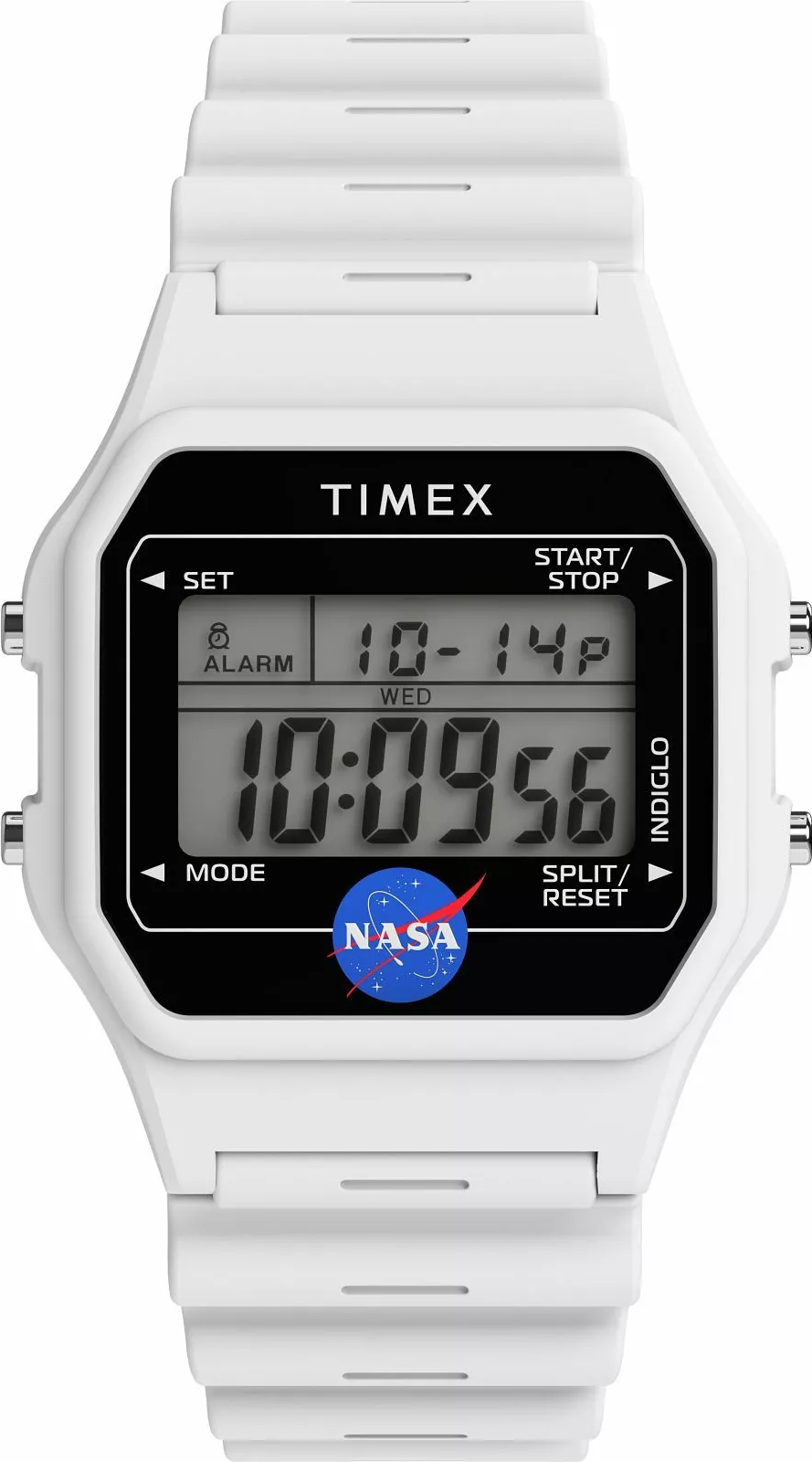萬年鐘錶 - TIMEX 天美時  NASA太空旅行白色橡膠錶帶電子錶  TW2Y13500  錶徑 36MM