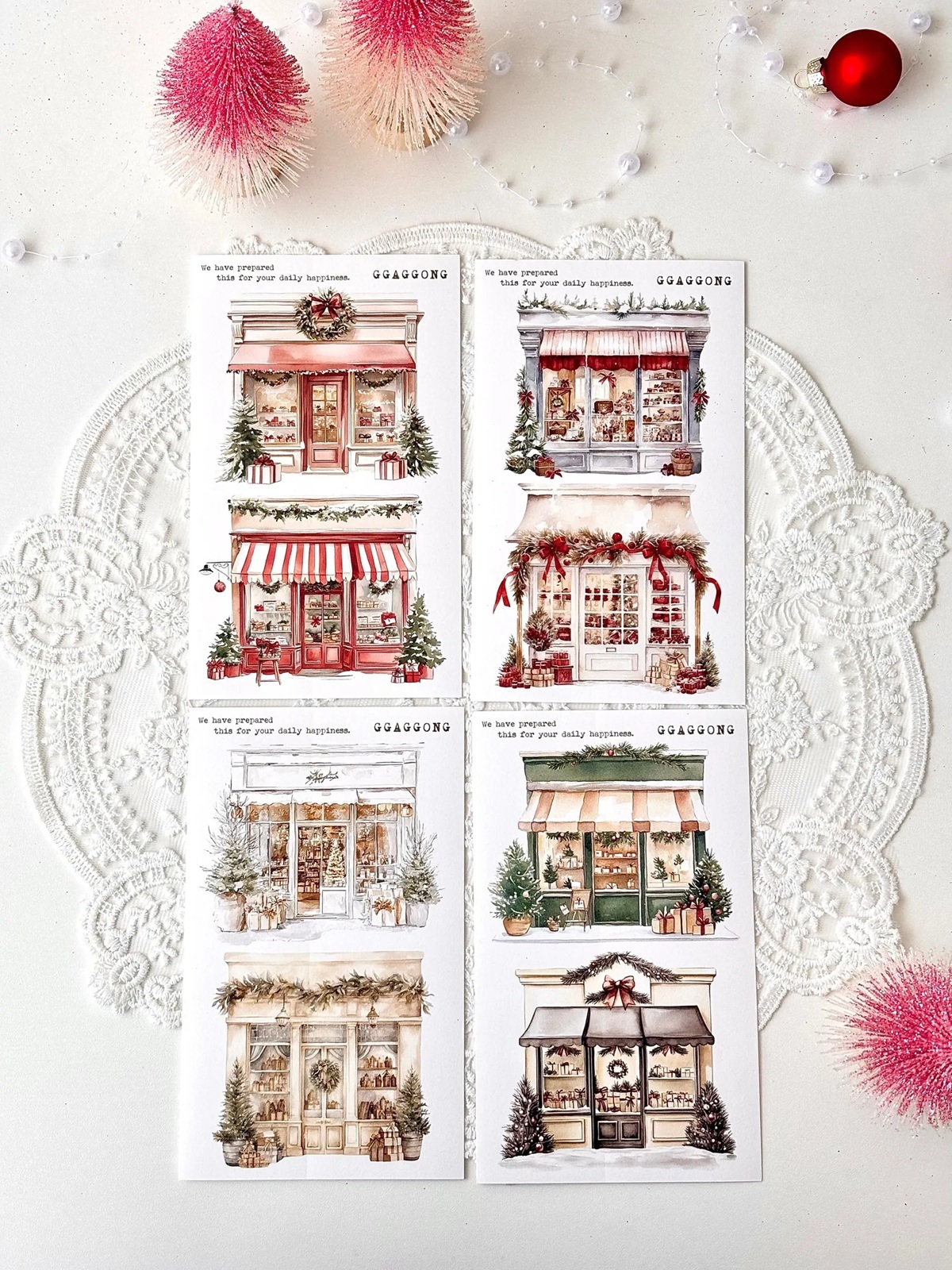 韓國 ggaggong．聖誕商店屋 模造紙貼紙包