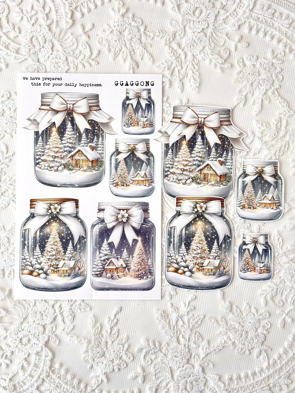 韓國 ggaggong．聖誕玻璃瓶 模造紙貼紙包