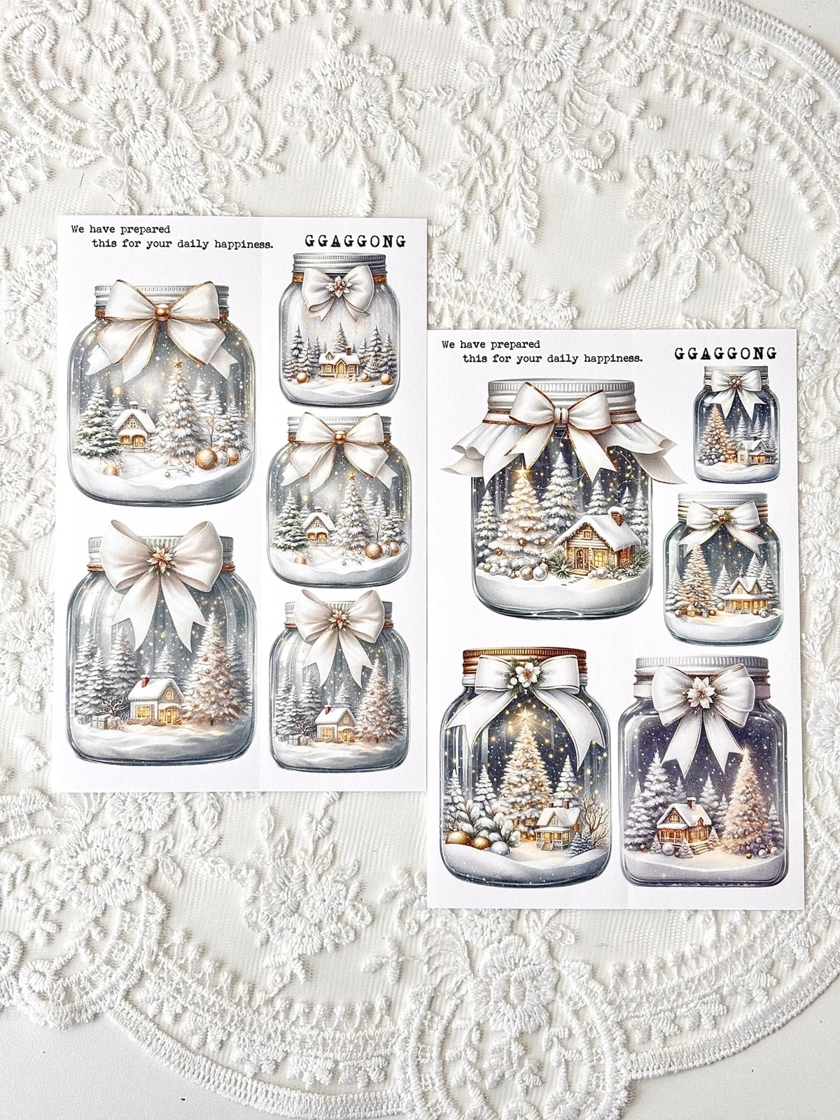 韓國 ggaggong．聖誕玻璃瓶 模造紙貼紙包